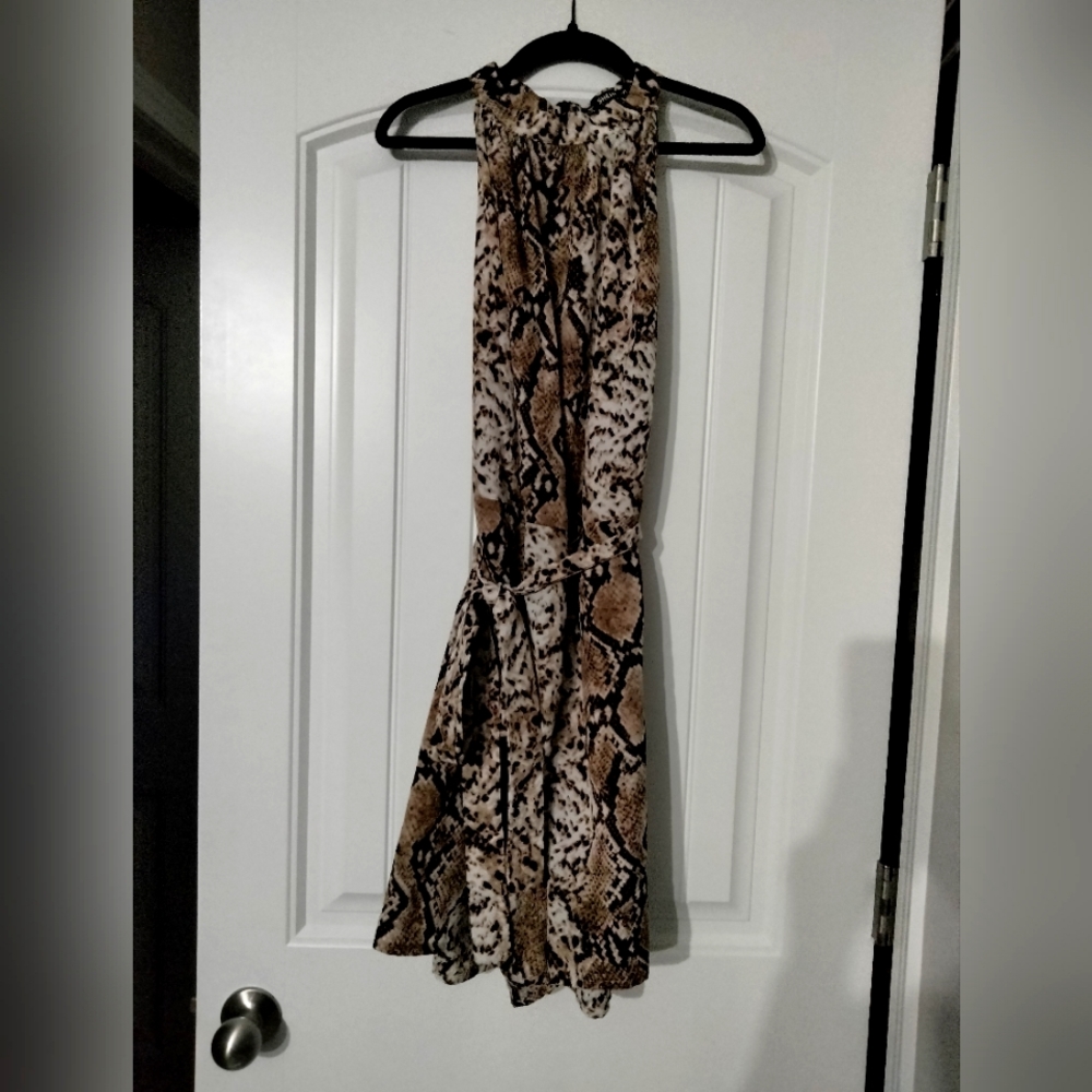 Snake Print Belted Romper